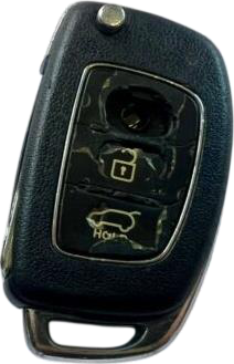 Flip key with a damaged button pad